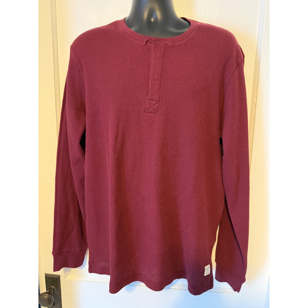 Chaps Henley Shirt Mens Large Burgundy NEW Waffle Knit Thermal DK34SK1295